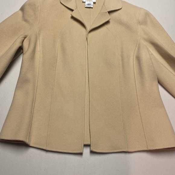 Talbots 100%Wool Open Front Cardigan Blazer Jacket Biege Tan unlined Women’s 8P - Picture 2 of 12